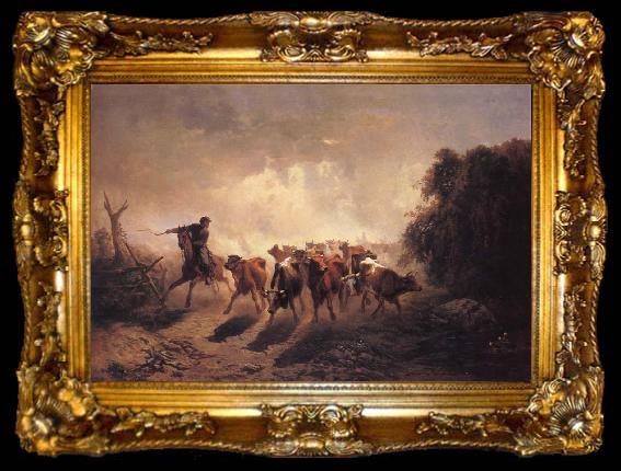 framed  unknow artist Union Drover with Cattle for the Army, ta009-2